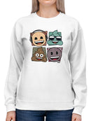 Mosaic Tee Fun Icon Faces Trendy Graphic Women's Sweatshirt