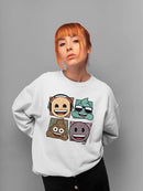 Mosaic Tee Fun Icon Faces Trendy Graphic Women's Sweatshirt