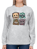 Mosaic Tee Fun Icon Faces Trendy Graphic Women's Sweatshirt
