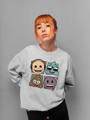 Mosaic Tee Fun Icon Faces Trendy Graphic Women's Sweatshirt