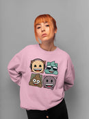 Mosaic Tee Fun Icon Faces Trendy Graphic Women's Sweatshirt