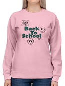 Back To School Fun Trendy Graphic Symbols Women's Sweatshirt