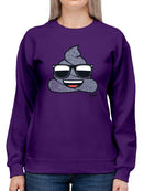 Cool Funny Poop In Shades Trendy Graphic Symbol  Women's Sweatshirt