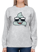 Cool Funny Poop In Shades Trendy Graphic Symbol  Women's Sweatshirt