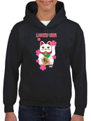 Japanese Fortune Cat - Lucky Cat Sakura Graphic  Youth's Hoodie