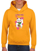 Japanese Fortune Cat - Lucky Cat Sakura Graphic  Youth's Hoodie