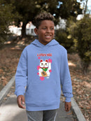 Japanese Fortune Cat - Lucky Cat Sakura Graphic  Youth's Hoodie