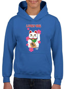 Japanese Fortune Cat - Lucky Cat Sakura Graphic  Youth's Hoodie