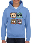 Mosaic Tee Fun Icon Faces Trendy Graphic  Youth's Hoodie
