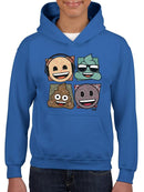 Mosaic Tee Fun Icon Faces Trendy Graphic  Youth's Hoodie