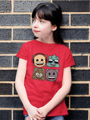 Mosaic Tee Fun Icon Faces Trendy Graphic T-shirt