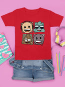 Mosaic Tee Fun Icon Faces Trendy Graphic T-shirt