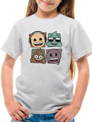 Mosaic Tee Fun Icon Faces Trendy Graphic T-shirt