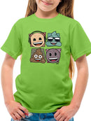 Mosaic Tee Fun Icon Faces Trendy Graphic T-shirt