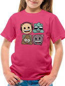 Mosaic Tee Fun Icon Faces Trendy Graphic T-shirt