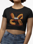 Pop Art Churro  - Vibrant Retro Dessert Design Women's Crop Tee