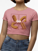Pop Art Churro  - Vibrant Retro Dessert Design Women's Crop Tee