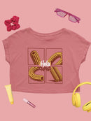 Pop Art Churro  - Vibrant Retro Dessert Design Women's Crop Tee