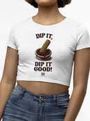 Churro Dipping Chocolate Artwork - Fun Dessert Lover  Women's Crop Tee