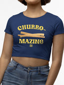 Churro-Mazing Fun Retro Foodie Design Women's Crop Tee