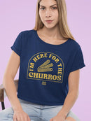Here For The Churros - Bold Retro Snack Lover Graphic Design Women's Crop Tee