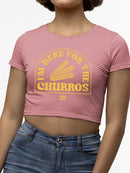 Here For The Churros - Bold Retro Snack Lover Graphic Design Women's Crop Tee