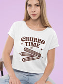 Churro Time Retro Starry Snack  Women's Crop Tee