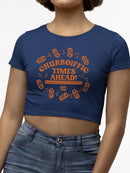 Churroiffic Times Ahead Fun Snack Graphic Women's Crop Tee