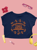 Churroiffic Times Ahead Fun Snack Graphic Women's Crop Tee