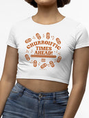 Churroiffic Times Ahead Fun Snack Graphic Women's Crop Tee