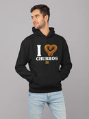 I Love Churros Heart Graphic - Retro Snack Lover Design Men's Hoodie