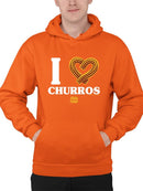 I Love Churros Heart Graphic - Retro Snack Lover Design Men's Hoodie