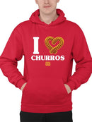 I Love Churros Heart Graphic - Retro Snack Lover Design Men's Hoodie