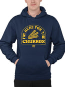 Here For The Churros - Bold Retro Snack Lover Graphic Design Men's Hoodie