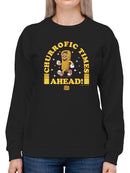 Churrofic Times Ahead Cartoon Snack Graphic - Fun Foodie Design Women's Sweatshirt