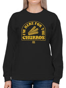 Here For The Churros - Bold Retro Snack Lover Graphic Design Women's Sweatshirt
