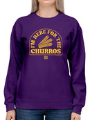Here For The Churros - Bold Retro Snack Lover Graphic Design Women's Sweatshirt