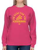 Here For The Churros - Bold Retro Snack Lover Graphic Design Women's Sweatshirt