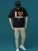 I Love Churros Heart Graphic - Retro Snack Lover Design Men's T-shirt