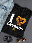I Love Churros Heart Graphic - Retro Snack Lover Design  Women's T-shirt