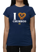 I Love Churros Heart Graphic - Retro Snack Lover Design  Women's T-shirt