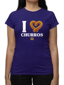 I Love Churros Heart Graphic - Retro Snack Lover Design  Women's T-shirt