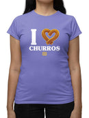 I Love Churros Heart Graphic - Retro Snack Lover Design  Women's T-shirt