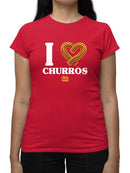 I Love Churros Heart Graphic - Retro Snack Lover Design  Women's T-shirt