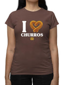 I Love Churros Heart Graphic - Retro Snack Lover Design  Women's T-shirt