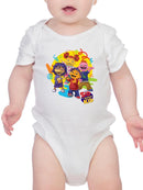 Sid the Science Kid  Vibrant Character Group Graphic Baby's Bodysuit