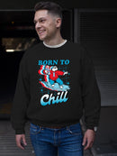 Officially Licensed ICEE Born To Chill - Surfing Polar-Bear Graphic Men's Sweatshirt