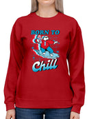Officially Licensed ICEE Born To Chill - Surfing Polar-Bear Graphic Women's Sweatshirt