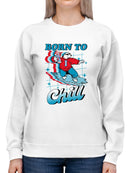 Officially Licensed ICEE Born To Chill - Surfing Polar-Bear Graphic Women's Sweatshirt