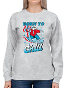 Officially Licensed ICEE Born To Chill - Surfing Polar-Bear Graphic Women's Sweatshirt